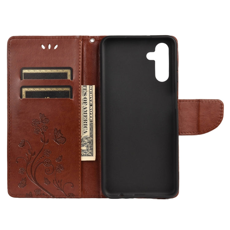 For Samsung Galaxy A13 5G Butterfly Flower Pattern Horizontal Flip Leather Phone Case with Card Slot & Holder