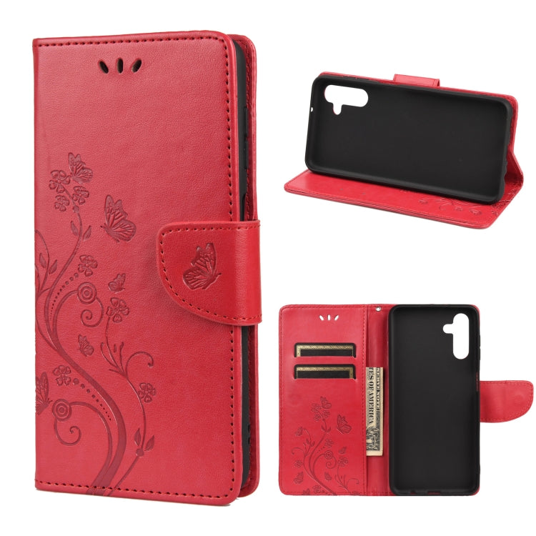 For Samsung Galaxy A13 5G Butterfly Flower Pattern Horizontal Flip Leather Phone Case with Card Slot & Holder