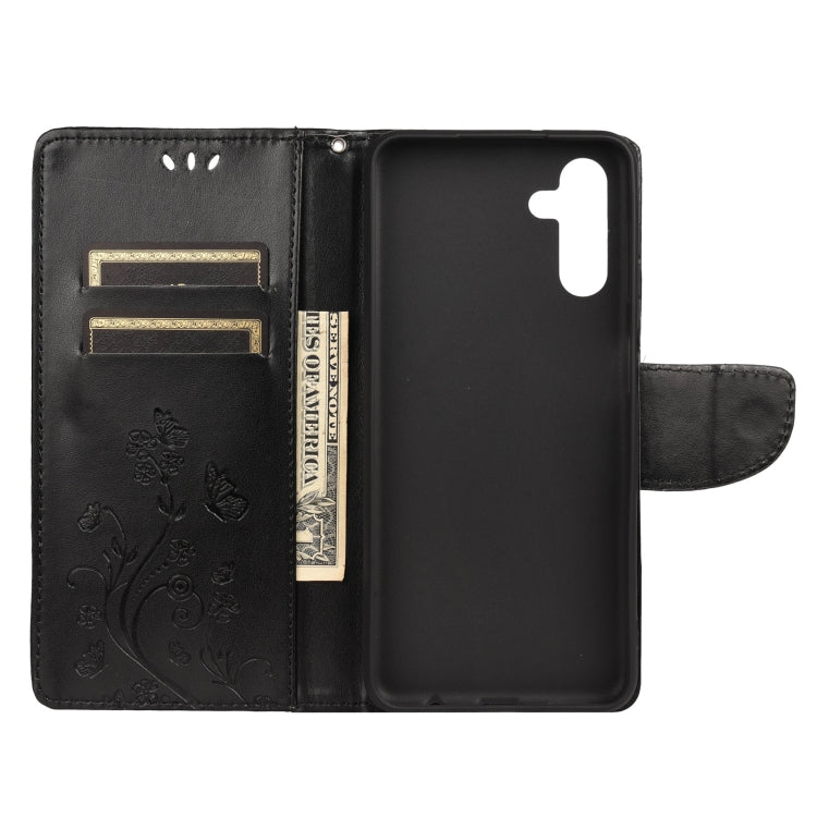 For Samsung Galaxy A13 5G Butterfly Flower Pattern Horizontal Flip Leather Phone Case with Card Slot & Holder