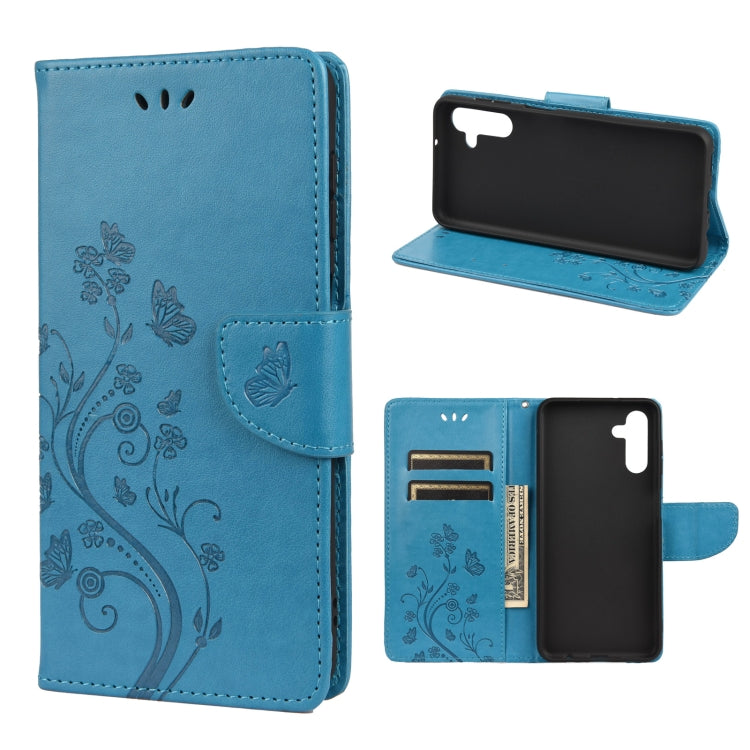 For Samsung Galaxy A13 5G Butterfly Flower Pattern Horizontal Flip Leather Phone Case with Card Slot & Holder