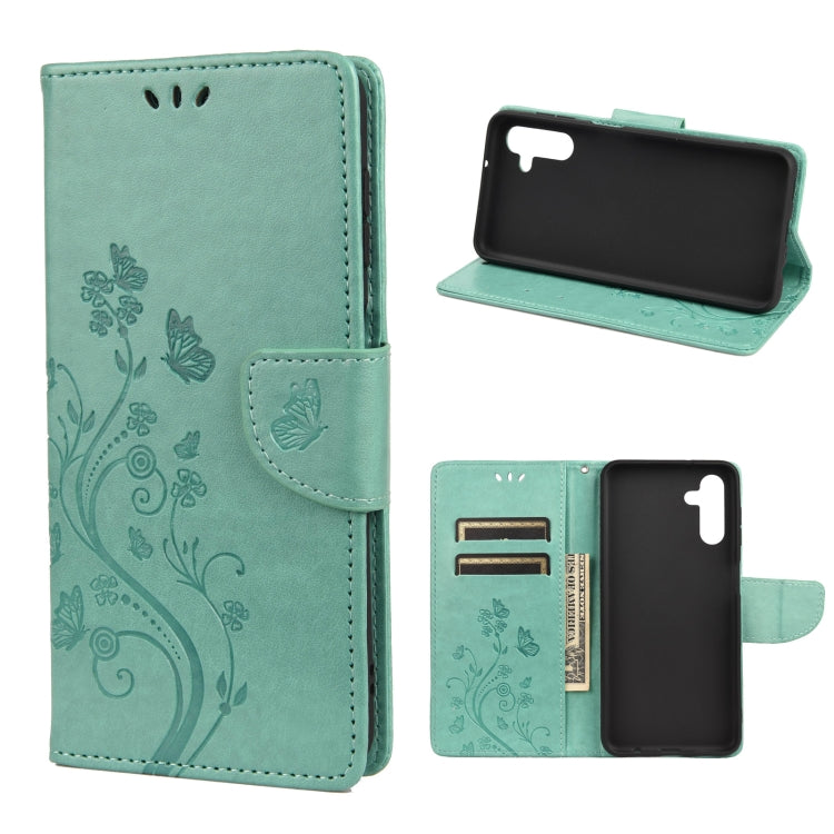 For Samsung Galaxy A13 5G Butterfly Flower Pattern Horizontal Flip Leather Phone Case with Card Slot & Holder