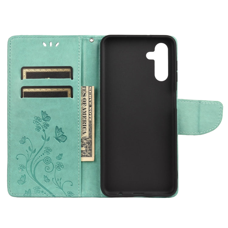 For Samsung Galaxy A13 5G Butterfly Flower Pattern Horizontal Flip Leather Phone Case with Card Slot & Holder