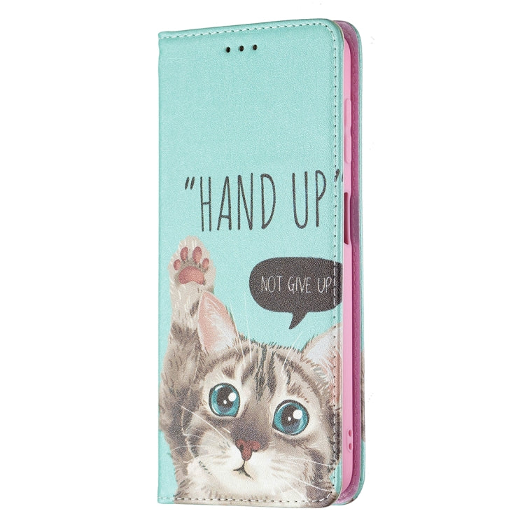 For Samsung Galaxy A22 4G Colored Drawing Pattern Invisible Magnetic Horizontal Flip Leather Phone Case with Holder & Card Slots & Wallet