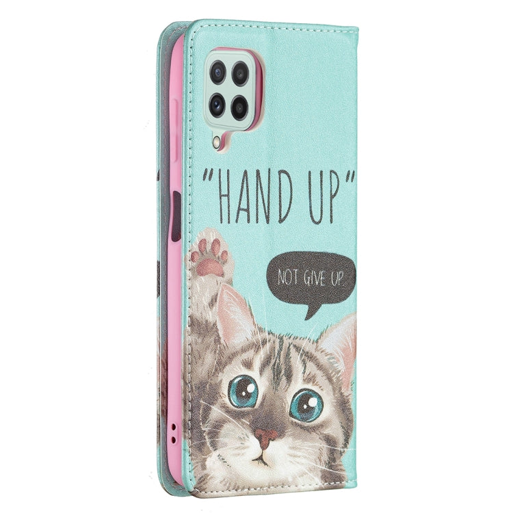 For Samsung Galaxy A22 4G Colored Drawing Pattern Invisible Magnetic Horizontal Flip Leather Phone Case with Holder & Card Slots & Wallet