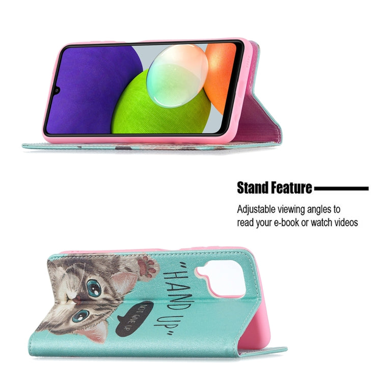 For Samsung Galaxy A22 4G Colored Drawing Pattern Invisible Magnetic Horizontal Flip Leather Phone Case with Holder & Card Slots & Wallet