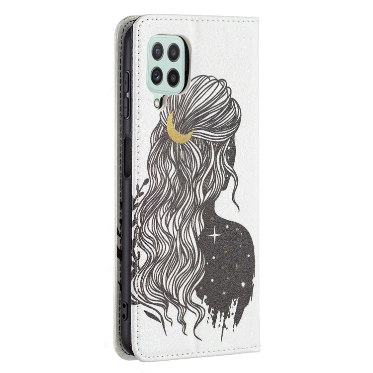 For Samsung Galaxy A22 4G Colored Drawing Pattern Invisible Magnetic Horizontal Flip Leather Phone Case with Holder & Card Slots & Wallet