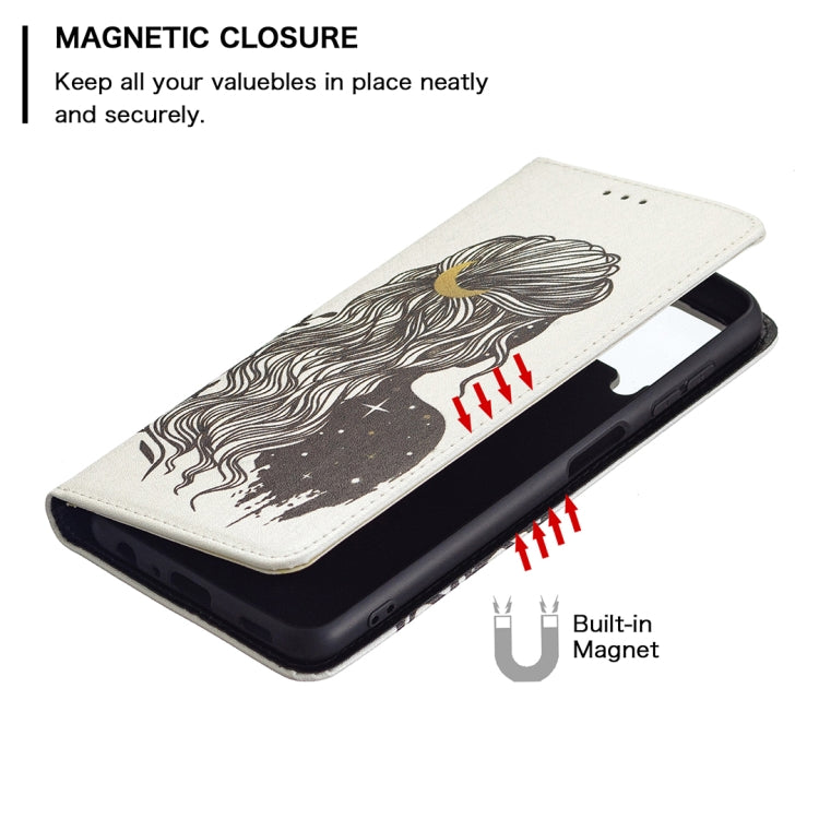 For Samsung Galaxy A22 4G Colored Drawing Pattern Invisible Magnetic Horizontal Flip Leather Phone Case with Holder & Card Slots & Wallet