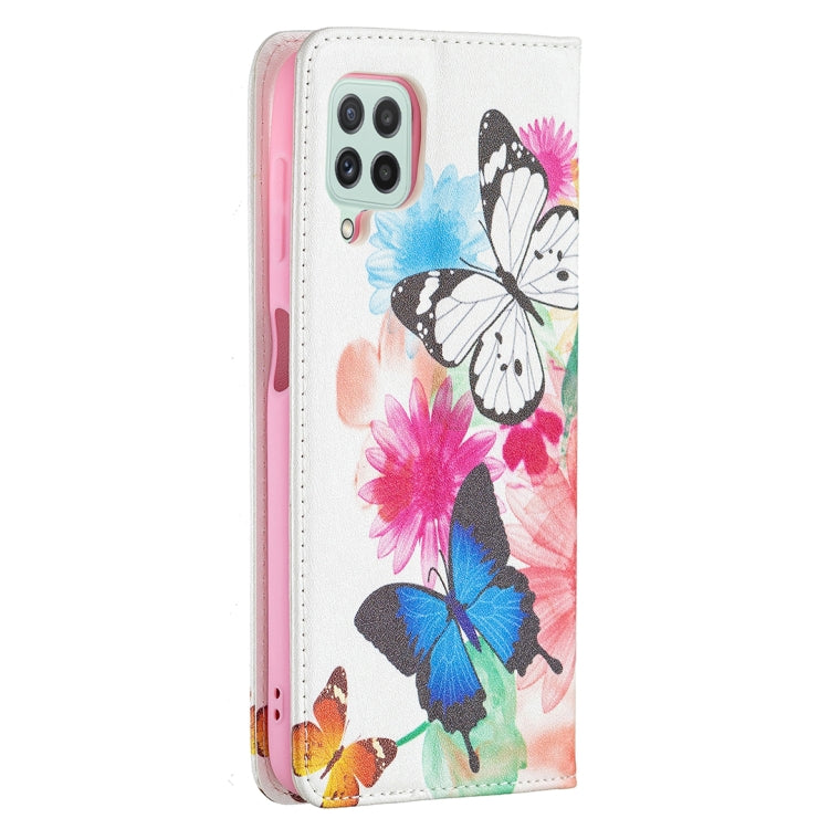 For Samsung Galaxy A22 4G Colored Drawing Pattern Invisible Magnetic Horizontal Flip Leather Phone Case with Holder & Card Slots & Wallet