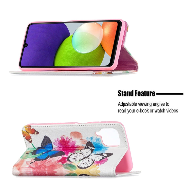For Samsung Galaxy A22 4G Colored Drawing Pattern Invisible Magnetic Horizontal Flip Leather Phone Case with Holder & Card Slots & Wallet