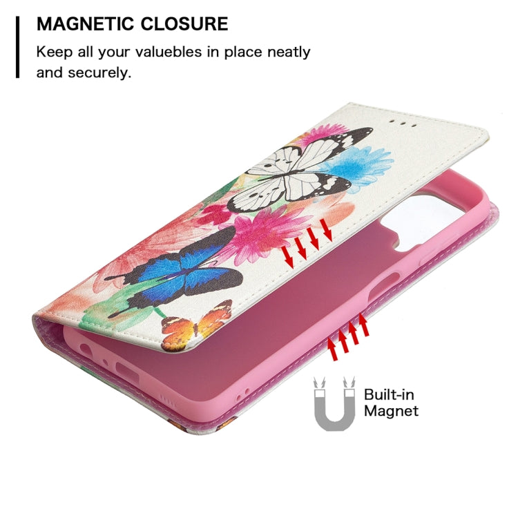 For Samsung Galaxy A22 4G Colored Drawing Pattern Invisible Magnetic Horizontal Flip Leather Phone Case with Holder & Card Slots & Wallet
