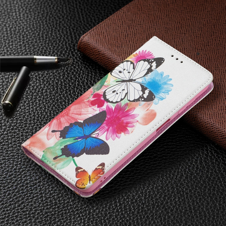 For Samsung Galaxy A22 4G Colored Drawing Pattern Invisible Magnetic Horizontal Flip Leather Phone Case with Holder & Card Slots & Wallet