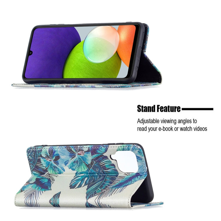 For Samsung Galaxy A22 4G Colored Drawing Pattern Invisible Magnetic Horizontal Flip Leather Phone Case with Holder & Card Slots & Wallet