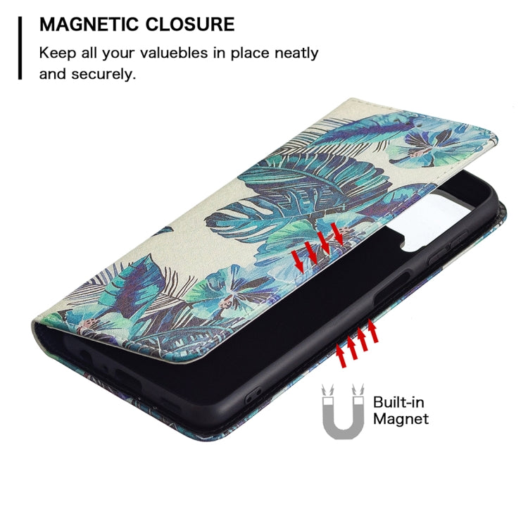 For Samsung Galaxy A22 4G Colored Drawing Pattern Invisible Magnetic Horizontal Flip Leather Phone Case with Holder & Card Slots & Wallet