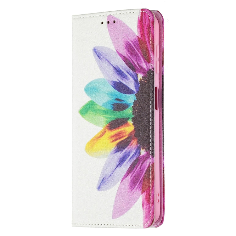 For Samsung Galaxy A22 4G Colored Drawing Pattern Invisible Magnetic Horizontal Flip Leather Phone Case with Holder & Card Slots & Wallet