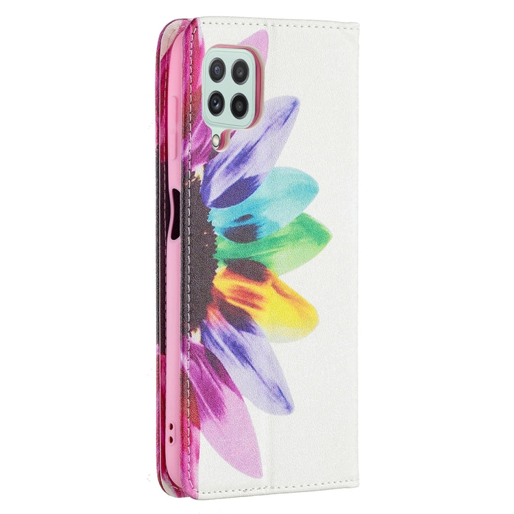 For Samsung Galaxy A22 4G Colored Drawing Pattern Invisible Magnetic Horizontal Flip Leather Phone Case with Holder & Card Slots & Wallet