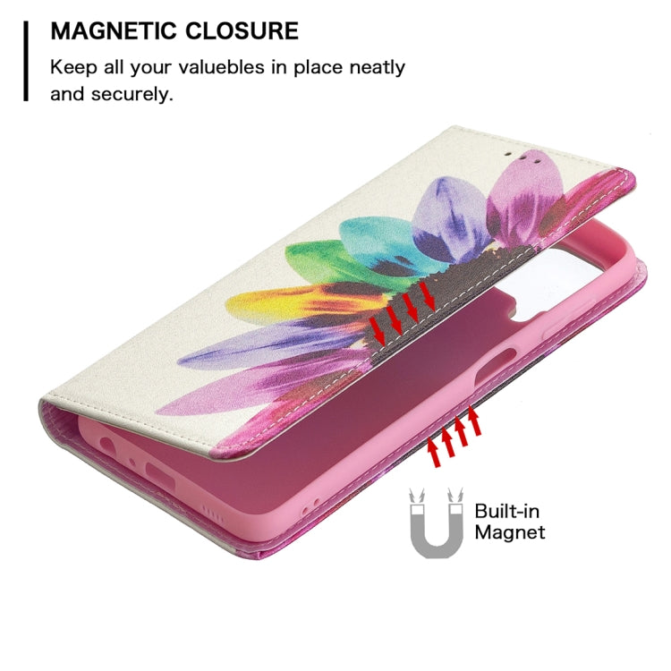 For Samsung Galaxy A22 4G Colored Drawing Pattern Invisible Magnetic Horizontal Flip Leather Phone Case with Holder & Card Slots & Wallet