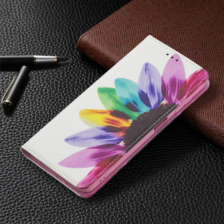 For Samsung Galaxy A22 4G Colored Drawing Pattern Invisible Magnetic Horizontal Flip Leather Phone Case with Holder & Card Slots & Wallet