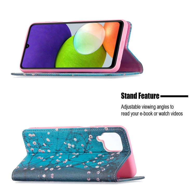 For Samsung Galaxy A22 4G Colored Drawing Pattern Invisible Magnetic Horizontal Flip Leather Phone Case with Holder & Card Slots & Wallet