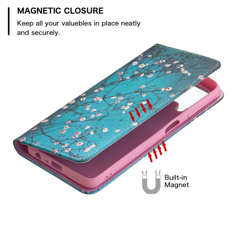 For Samsung Galaxy A22 4G Colored Drawing Pattern Invisible Magnetic Horizontal Flip Leather Phone Case with Holder & Card Slots & Wallet