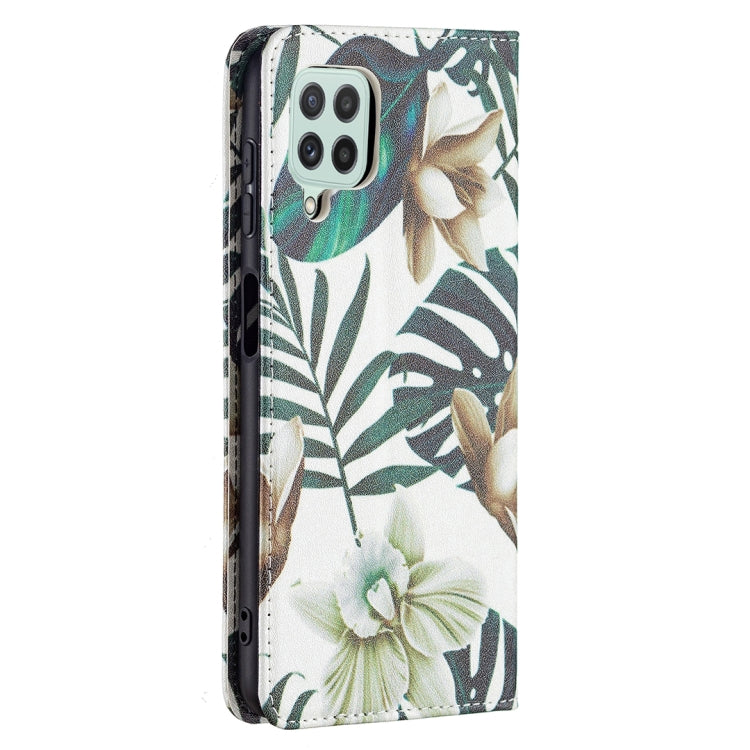 For Samsung Galaxy A22 4G Colored Drawing Pattern Invisible Magnetic Horizontal Flip Leather Phone Case with Holder & Card Slots & Wallet