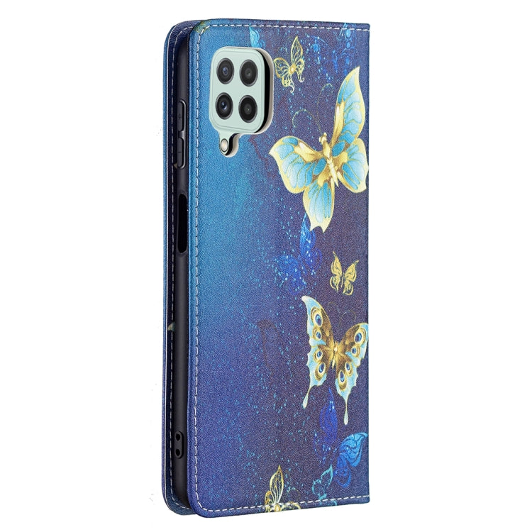 For Samsung Galaxy A22 4G Colored Drawing Pattern Invisible Magnetic Horizontal Flip Leather Phone Case with Holder & Card Slots & Wallet