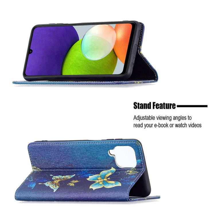 For Samsung Galaxy A22 4G Colored Drawing Pattern Invisible Magnetic Horizontal Flip Leather Phone Case with Holder & Card Slots & Wallet