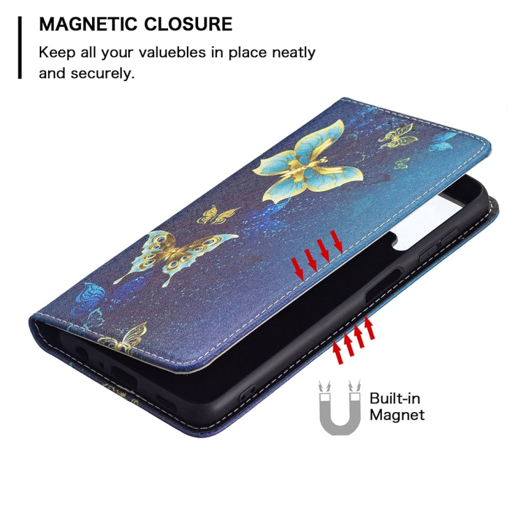 For Samsung Galaxy A22 4G Colored Drawing Pattern Invisible Magnetic Horizontal Flip Leather Phone Case with Holder & Card Slots & Wallet
