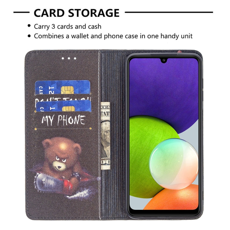 For Samsung Galaxy A22 4G Colored Drawing Pattern Invisible Magnetic Horizontal Flip Leather Phone Case with Holder & Card Slots & Wallet