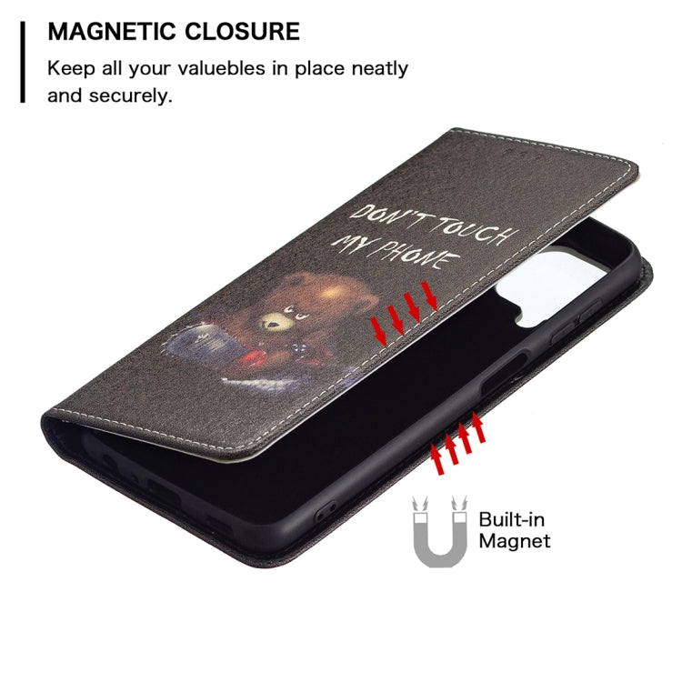 For Samsung Galaxy A22 4G Colored Drawing Pattern Invisible Magnetic Horizontal Flip Leather Phone Case with Holder & Card Slots & Wallet