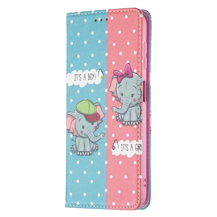 For Samsung Galaxy A22 4G Colored Drawing Pattern Invisible Magnetic Horizontal Flip Leather Phone Case with Holder & Card Slots & Wallet