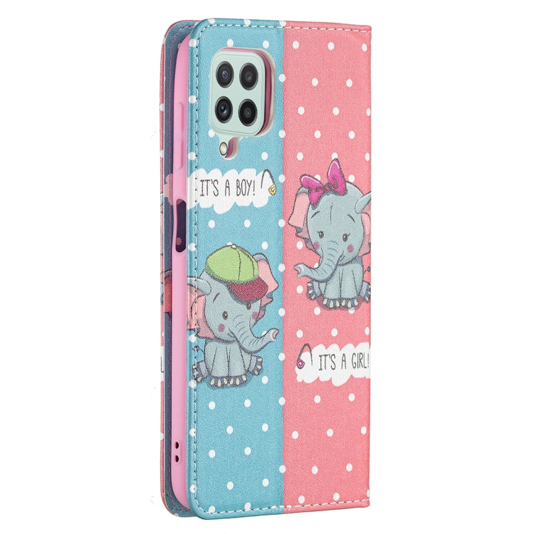 For Samsung Galaxy A22 4G Colored Drawing Pattern Invisible Magnetic Horizontal Flip Leather Phone Case with Holder & Card Slots & Wallet