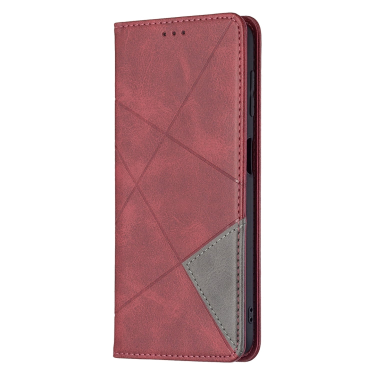 For Samsung Galaxy A22 4G Rhombus Texture Horizontal Flip Magnetic Leather Phone Case with Holder & Card Slots