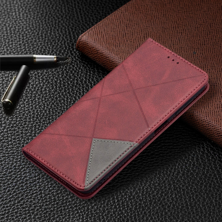 For Samsung Galaxy A22 4G Rhombus Texture Horizontal Flip Magnetic Leather Phone Case with Holder & Card Slots