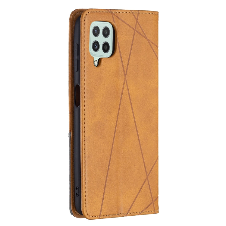 For Samsung Galaxy A22 4G Rhombus Texture Horizontal Flip Magnetic Leather Phone Case with Holder & Card Slots