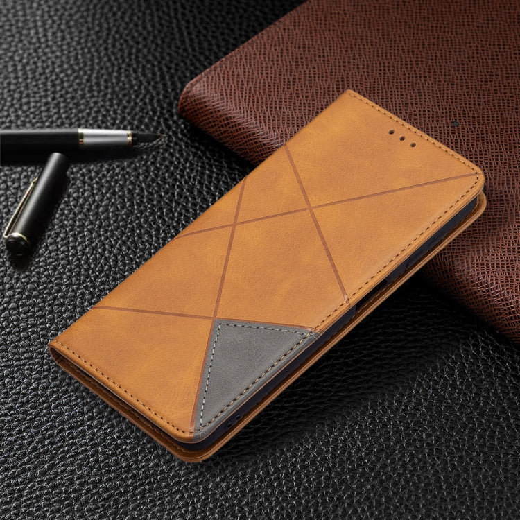 For Samsung Galaxy A22 4G Rhombus Texture Horizontal Flip Magnetic Leather Phone Case with Holder & Card Slots