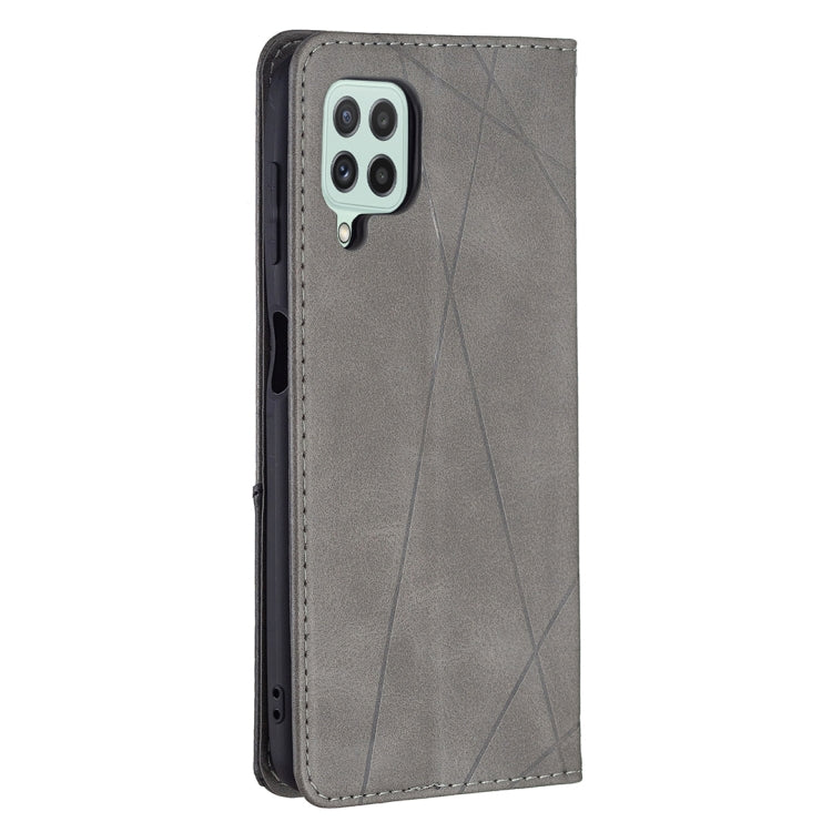 For Samsung Galaxy A22 4G Rhombus Texture Horizontal Flip Magnetic Leather Phone Case with Holder & Card Slots