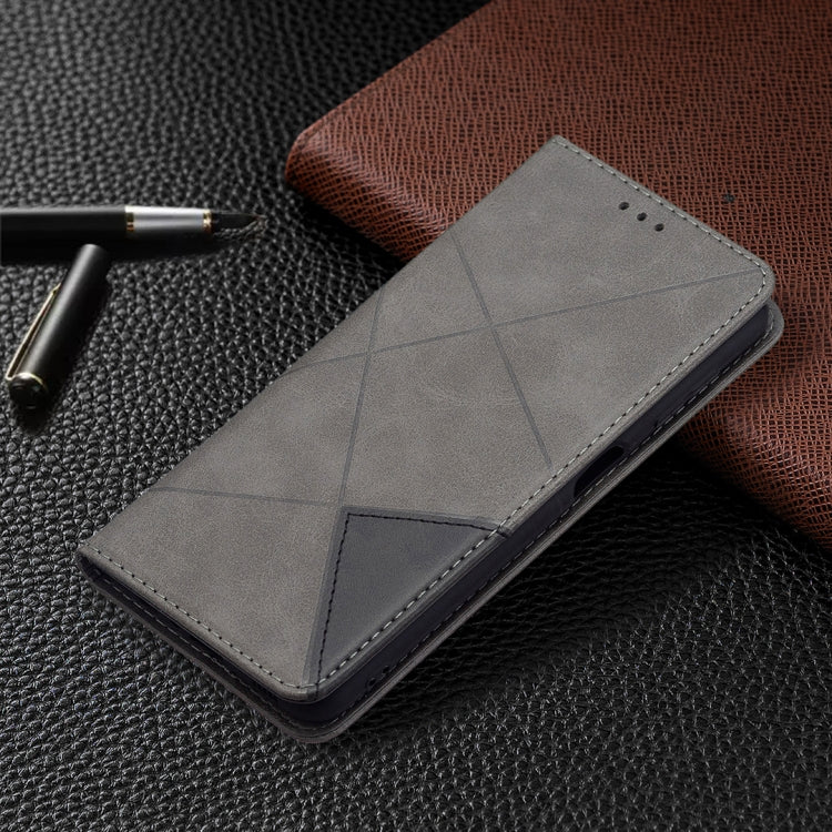 For Samsung Galaxy A22 4G Rhombus Texture Horizontal Flip Magnetic Leather Phone Case with Holder & Card Slots