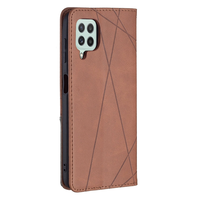 For Samsung Galaxy A22 4G Rhombus Texture Horizontal Flip Magnetic Leather Phone Case with Holder & Card Slots