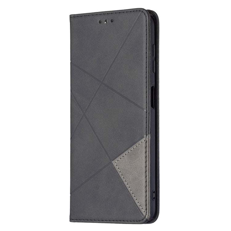 For Samsung Galaxy A22 4G Rhombus Texture Horizontal Flip Magnetic Leather Phone Case with Holder & Card Slots