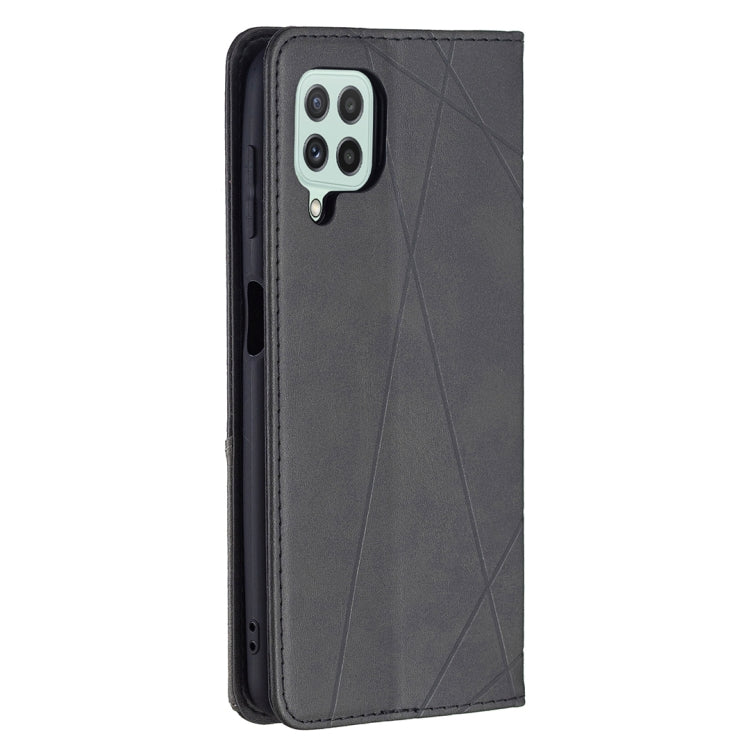 For Samsung Galaxy A22 4G Rhombus Texture Horizontal Flip Magnetic Leather Phone Case with Holder & Card Slots