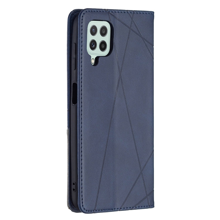 For Samsung Galaxy A22 4G Rhombus Texture Horizontal Flip Magnetic Leather Phone Case with Holder & Card Slots