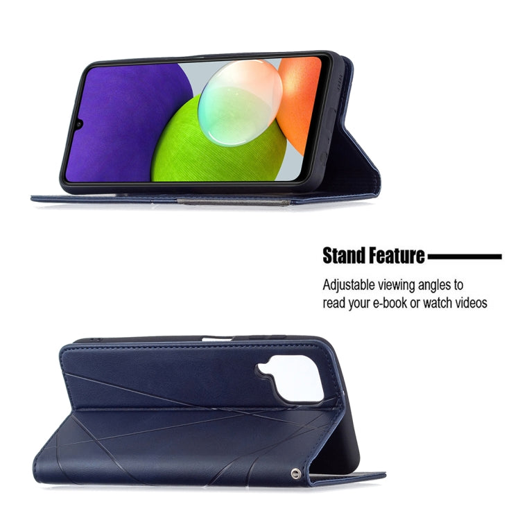 For Samsung Galaxy A22 4G Rhombus Texture Horizontal Flip Magnetic Leather Phone Case with Holder & Card Slots
