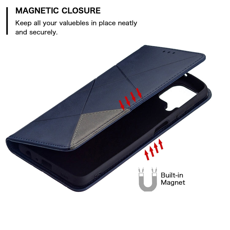 For Samsung Galaxy A22 4G Rhombus Texture Horizontal Flip Magnetic Leather Phone Case with Holder & Card Slots