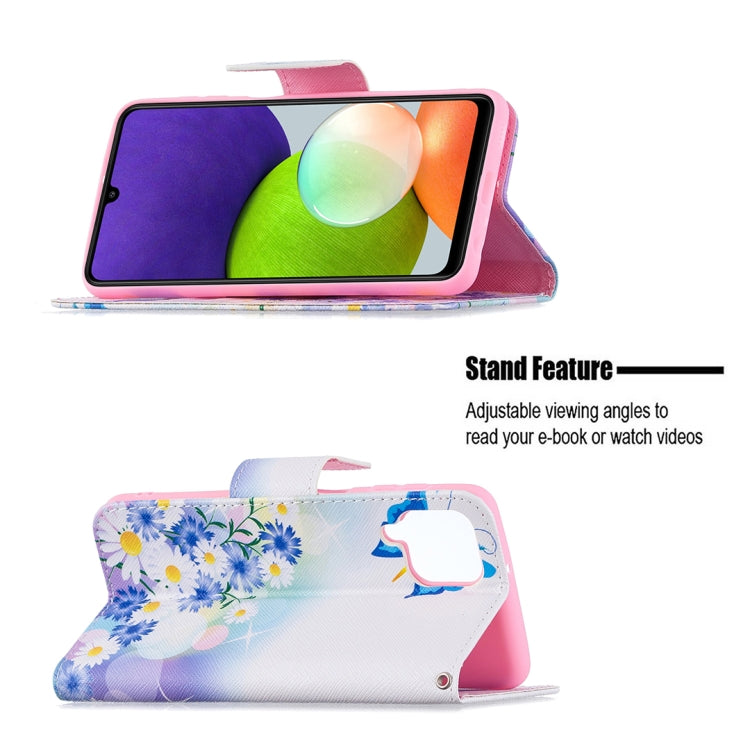 For Samsung Galaxy A22 4G Colored Drawing Pattern Horizontal Flip Leather Phone Case with Holder & Card Slots & Wallet