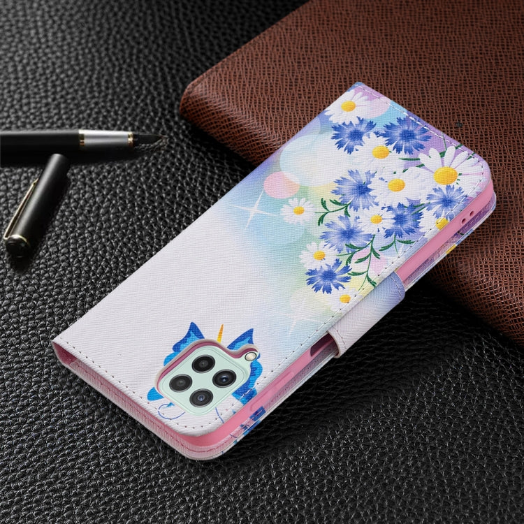 For Samsung Galaxy A22 4G Colored Drawing Pattern Horizontal Flip Leather Phone Case with Holder & Card Slots & Wallet