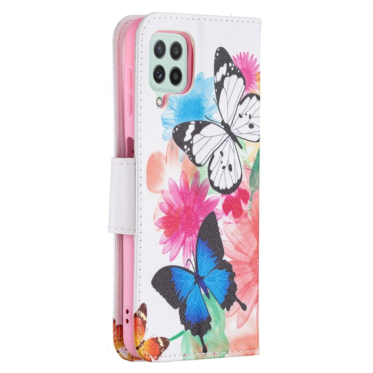 For Samsung Galaxy A22 4G Colored Drawing Pattern Horizontal Flip Leather Phone Case with Holder & Card Slots & Wallet