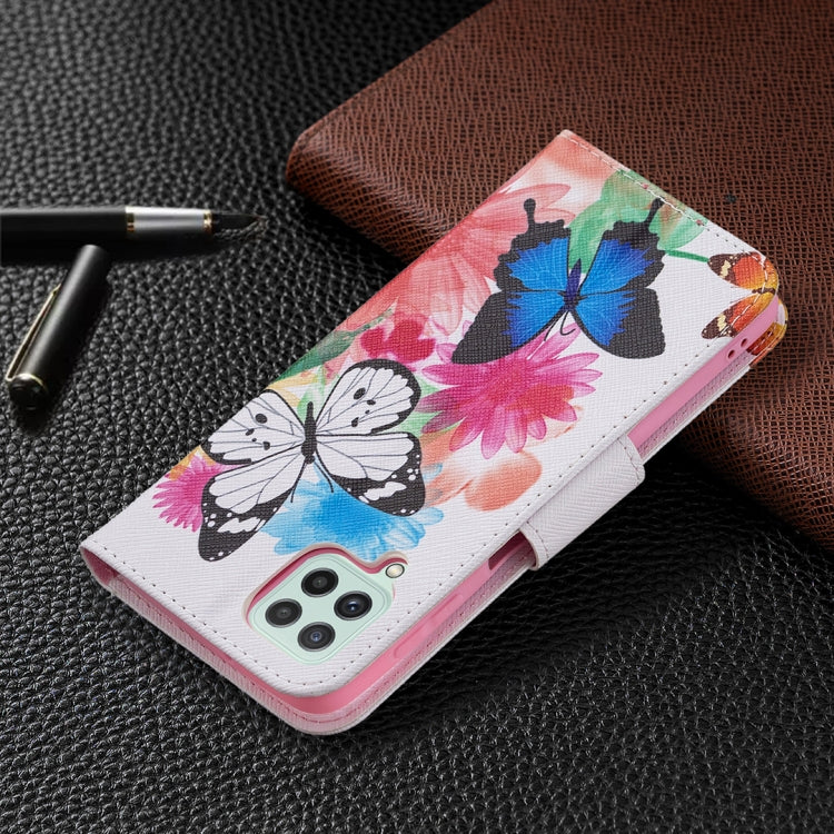 For Samsung Galaxy A22 4G Colored Drawing Pattern Horizontal Flip Leather Phone Case with Holder & Card Slots & Wallet