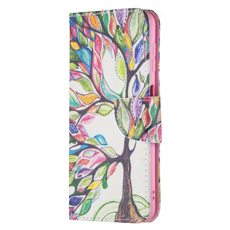 For Samsung Galaxy A22 4G Colored Drawing Pattern Horizontal Flip Leather Phone Case with Holder & Card Slots & Wallet