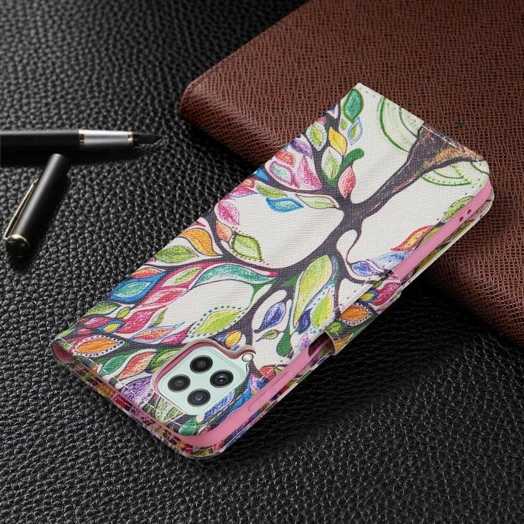 For Samsung Galaxy A22 4G Colored Drawing Pattern Horizontal Flip Leather Phone Case with Holder & Card Slots & Wallet