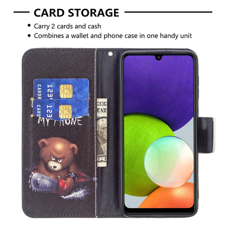 For Samsung Galaxy A22 4G Colored Drawing Pattern Horizontal Flip Leather Phone Case with Holder & Card Slots & Wallet